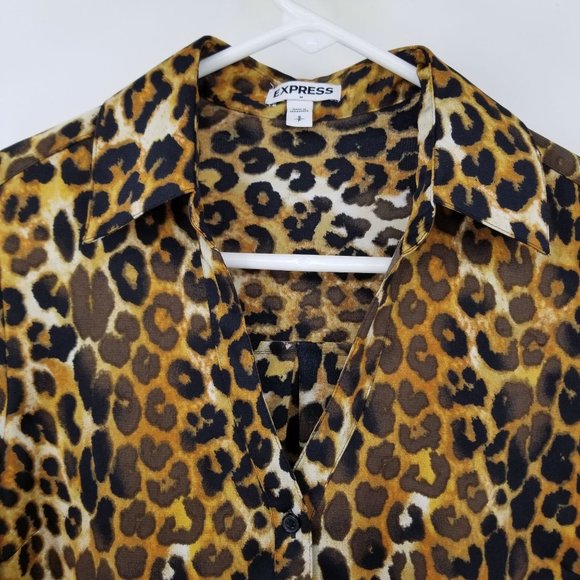 Express Long Sleeved Women's Collared Button Front Blouse Shirt Size Small - Picture 10 of 12
